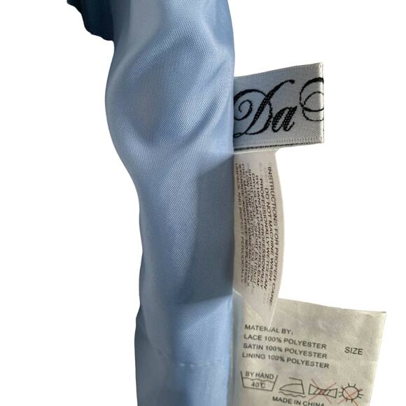 Da Vinci A Line Spaghetti Strap chiffon evening dress light blue sz 10 - Picture 8 of 11